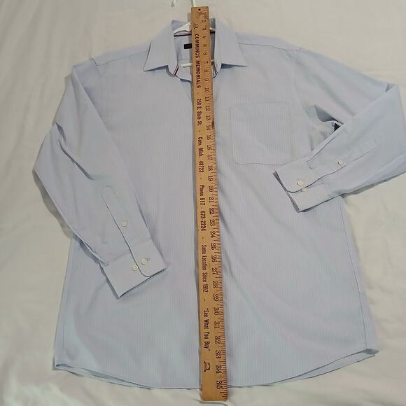 Tommy Hilfiger LS blue and white stripe button-up shirt 100% cotton 16 32/33 - Picture 8 of 14